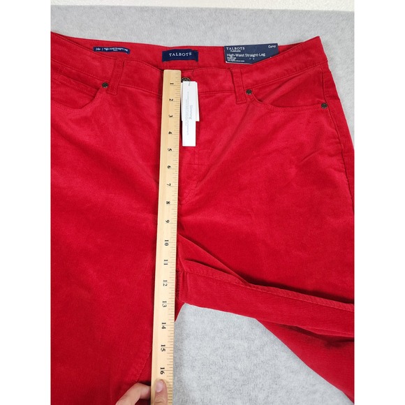 NWT Talbots Women's Red Corduroy High Waisted Straight Leg Pants Size 14P - Picture 12 of 15